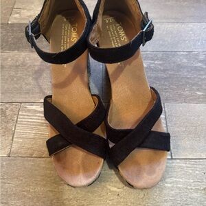 TOMS Black Wedge Sandals